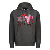 Charcoal Heather sips & trips target inspired stanley Premium Hoodie - MaliasSmallBusiness