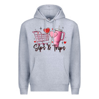 Heather Grey sips & trips target inspired stanley Premium Hoodie - MaliasSmallBusiness