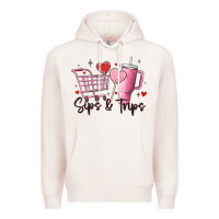 Pale Pink sips & trips target inspired stanley Premium Hoodie - MaliasSmallBusiness