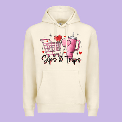 Sips & Trips Target Inspired Stanley Premium Hoodie Designed By Maliassmallbusiness