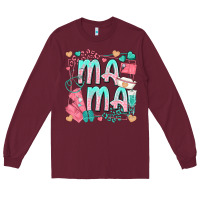Burgundy mama nurse Long Sleeve Tee - texasbilliewilder