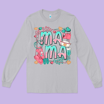 Mama Nurse Long Sleeve Tee Designed By Texasbilliewilder