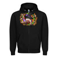Black halloween pig Zipper Hoodie - CowhideDigitalArt