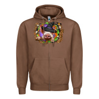 Chestnut halloween pig Zipper Hoodie - CowhideDigitalArt