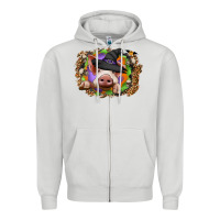 Dove Grey halloween pig Zipper Hoodie - CowhideDigitalArt