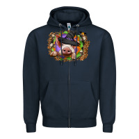 Navy halloween pig Zipper Hoodie - CowhideDigitalArt