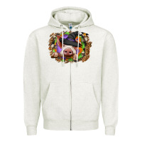 Oatmeal Heather halloween pig Zipper Hoodie - CowhideDigitalArt