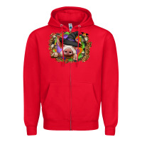 Red halloween pig Zipper Hoodie - CowhideDigitalArt