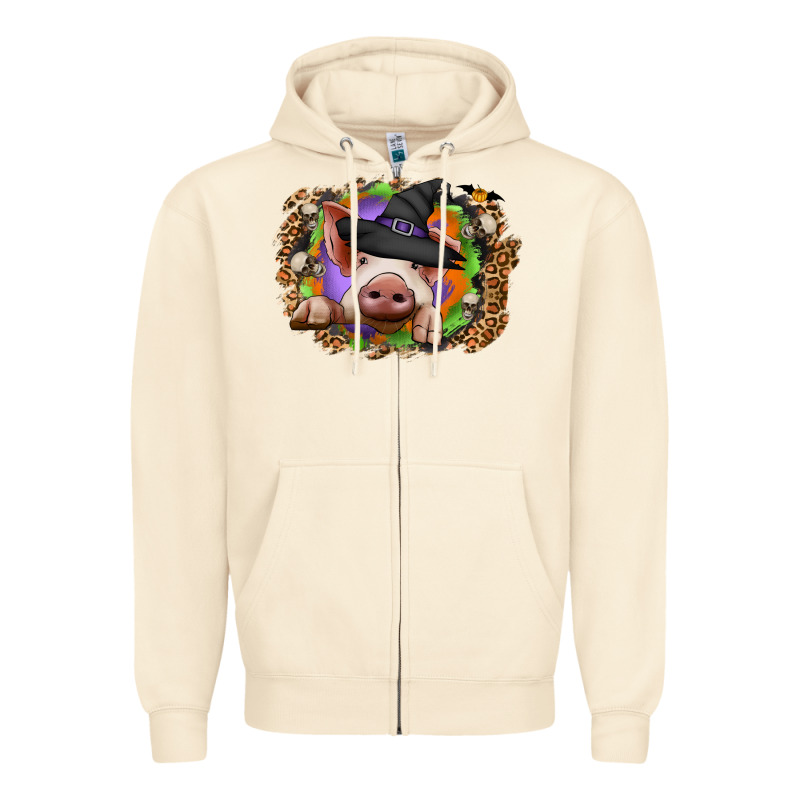 Halloween Pig Zipper Hoodie by CowhideDigitalArt | Teevron