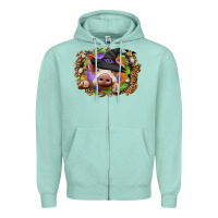 Seafoam halloween pig Zipper Hoodie - CowhideDigitalArt