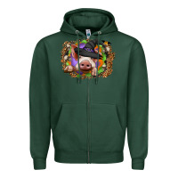 Sports Green halloween pig Zipper Hoodie - CowhideDigitalArt