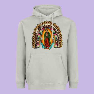Our Lady Of Guadalupe Rainbow Heavyweight Hoodie Designed By Jahusdesignshop