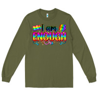 Army Green i am enough Long Sleeve Tee - Zillion Design Studio