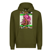 Army Green cowgitl hat and roses Premium Hoodie - AdoDesignShop