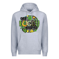 Heather Grey one lucky mama Premium Hoodie - MaliasSmallBusiness