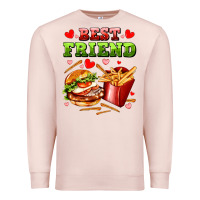 Pale Pink best friend hamburger potatoes Premium Sweatshirt - AdoDesignShop