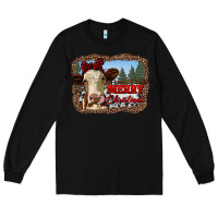 Black merry christmas heifer cow with farm Long Sleeve Tee - RanaPortraitStore