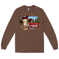 Chestnut merry christmas heifer cow with farm Long Sleeve Tee - RanaPortraitStore