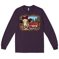 Plum merry christmas heifer cow with farm Long Sleeve Tee - RanaPortraitStore