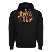 Black hello fall Zipper Hoodie - CowhideDigitalArt
