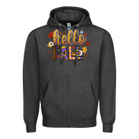 Charcoal Heather hello fall Zipper Hoodie - CowhideDigitalArt