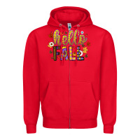 Red hello fall Zipper Hoodie - CowhideDigitalArt