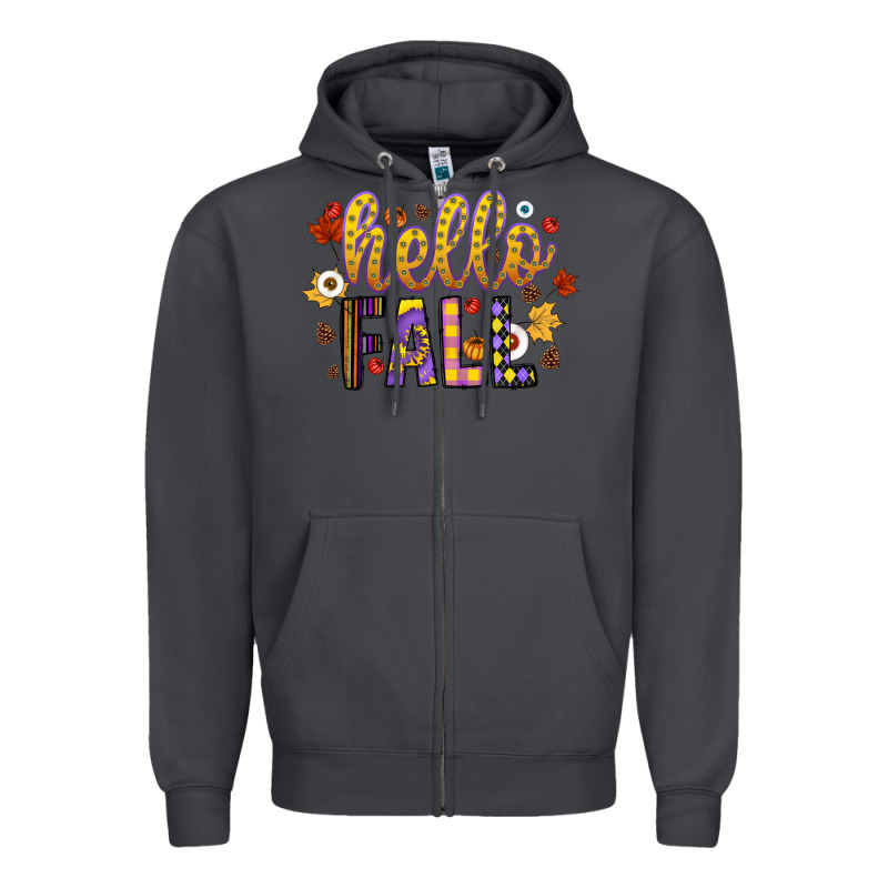 Hello Fall Zipper Hoodie by CowhideDigitalArt | Teevron