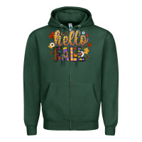 Sports Green hello fall Zipper Hoodie - CowhideDigitalArt
