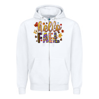 White hello fall Zipper Hoodie - CowhideDigitalArt