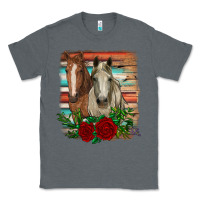 Charcoal Heather horses with roses Classic Tee - RanaPortraitStore