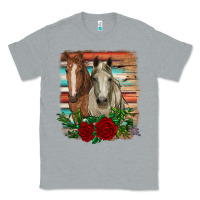 Heather Grey horses with roses Classic Tee - RanaPortraitStore
