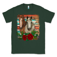 Sports Green horses with roses Classic Tee - RanaPortraitStore
