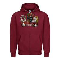 Burgundy farm life Zipper Hoodie - SublimationCraftShop