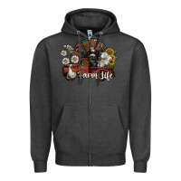 Charcoal Heather farm life Zipper Hoodie - SublimationCraftShop