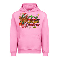 Fuchsia Pink Merry Cluckin' Christmas Urban Hoodie - MaliasSmallBusiness