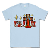 Dusty Blue faith our lady of guadalupe cross Classic Tee - BarkalooDesign