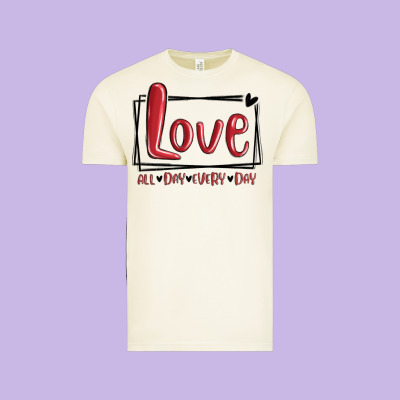 Vintage Tee love all day every day hearts