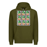 Army Green boujee checker board leprechaun Premium Hoodie - MaliasSmallBusiness