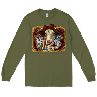 Army Green heifer cow christmas western background Long Sleeve Tee - RanaPortraitStore
