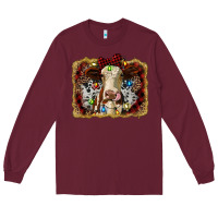 Burgundy heifer cow christmas western background Long Sleeve Tee - RanaPortraitStore