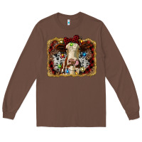 Chestnut heifer cow christmas western background Long Sleeve Tee - RanaPortraitStore