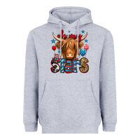 Heather Grey oh my stars 4th of july shaggy cow Heavyweight Hoodie - Jasminsmagicworld