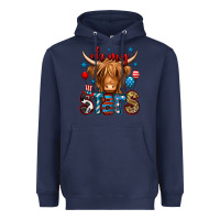 Navy oh my stars 4th of july shaggy cow Heavyweight Hoodie - Jasminsmagicworld