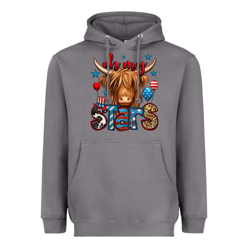 Oh My Stars 4th Of July Shaggy Cow Heavyweight Hoodie by Jasminsmagicworld | Teevron