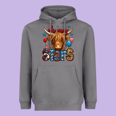 Oh My Stars 4th Of July Shaggy Cow Heavyweight Hoodie Designed By Jasminsmagicworld