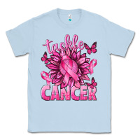 Dusty Blue Tackle Cancer with Sunflower Classic Tee - texasbilliewilder