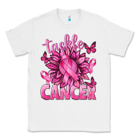 White Tackle Cancer with Sunflower Classic Tee - texasbilliewilder