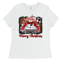 White merry christmas truck snowman Ladies Tee - BarkalooDesign