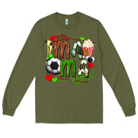 Army Green mama soccer with popcorn Long Sleeve Tee - texasbilliewilder