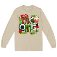 Mushroom mama soccer with popcorn Long Sleeve Tee - texasbilliewilder